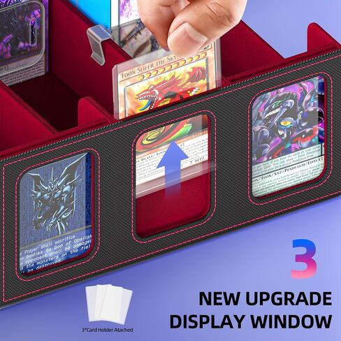 TopMade MTG Deck Box with Commander Display for Trading Cards 2400+ with 18 Colorful Divider, Leather Magnetic Commander Trading Card Storage Box for YuGiOh, MTG, TCG and Sport Cards - Black & Red in Kuwait