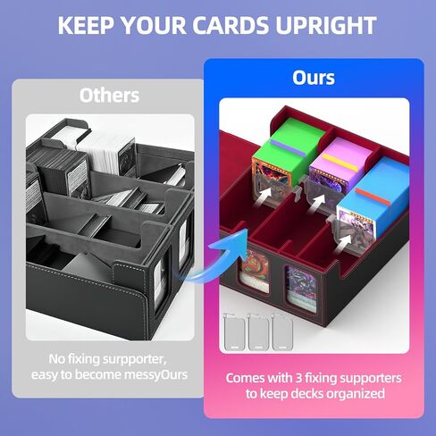 TopMade MTG Deck Box with Commander Display for Trading Cards 2400+ with 18 Colorful Divider, Leather Magnetic Commander Trading Card Storage Box for YuGiOh, MTG, TCG and Sport Cards - Black & Red in Kuwait