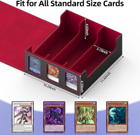 TopMade MTG Deck Box with Commander Display for Trading Cards 2400+ with 18 Colorful Divider, Leather Magnetic Commander Trading Card Storage Box for YuGiOh, MTG, TCG and Sport Cards - Black & Red in Kuwait