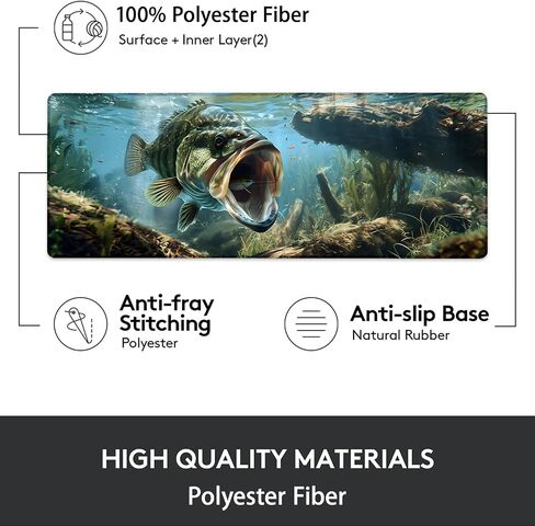 Gaming Mouse Pad, Underwater Fishing-Themed Mouse Pad, Desk Mat, Non-Slip Rubber Base MousePads for Computers Laptop Office School Home Accessories Decor 31.5" x 11.8" in Saudi Arabia