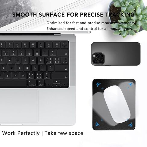 Small Mouse Pad for Office Computer Laptop PC, Square Mini Mousepad Designed for Mouse with Precision & Responsive Surface, Non-Slip Rubber Base and Stitched Edges, X-Small/Black in Saudi Arabia
