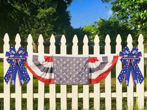 ALIBBON 4th of July Patriotic Burlap Ribbons, Wired Edge Ribbons American Flag Ribbons USA Vintage Truck Ribbons for Independence Day DIY Crafts Gift Wrapping Decorations 2.5 Inch x 10 Yards in Kuwait