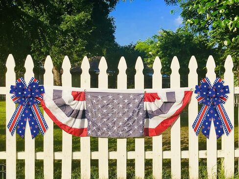 ALIBBON 4th of July Patriotic Burlap Ribbons, Wired Edge Ribbons American Flag Ribbons USA Vintage Truck Ribbons for Independence Day DIY Crafts Gift Wrapping Decorations 2.5 Inch x 10 Yards in Kuwait