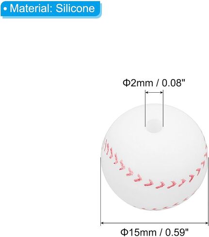 PATIKIL 15mm Sports Ball Beads, 20 Pack Silicone Sports Beads Baseball Beads Spacer Loose Beads Craft for DIY Necklace Bracelet Lanyard Earring, White in Saudi Arabia