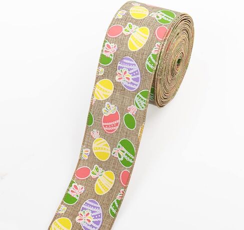 شرائط النسيج عيد الفصح 10 ياردة ، يوم عيد الفصح بقع خضراء نقاط الأرانب النمط حافة الحافة السلكية للاختراق هدايا عيد الفصح التغليف منزل الحفلات الشجرة الإمدادات - 2.5 بوصة × 10 ياردة × 1 لفة in Kuwait