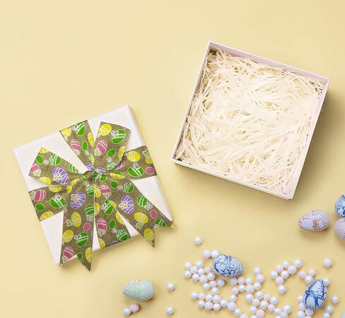 شرائط النسيج عيد الفصح 10 ياردة ، يوم عيد الفصح بقع خضراء نقاط الأرانب النمط حافة الحافة السلكية للاختراق هدايا عيد الفصح التغليف منزل الحفلات الشجرة الإمدادات - 2.5 بوصة × 10 ياردة × 1 لفة in Kuwait