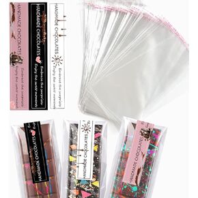LTGICH 190PCS مجموعة التغليف شوكولاتة التغليف ، 100pcs 4*7.9 "أكياس واضحة وملصقات 90pcs لمحبي الشوكولاتة DIY