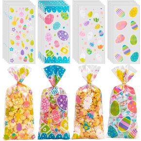 أكياس حلوى Gomanche Easter Cellophane ، 100pcs عيد الفصح حقائب مع 100 ٪ من العلاقات الذهبية