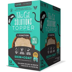Tiki Cat Solutions Topper Multipack ، معطف الجلد ، وصفة سمك السلمون في مرق ، 1.5 أوقية. الحقيبة (12 عدد)