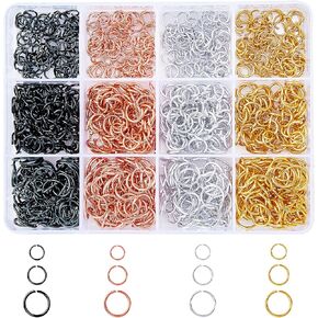 ph pandahall 1200pcs حلقات الوثب المفتوحة 12 أنماط 6/8/10mm غير محسوبة O Ring 18/20 Gauge Mini Metal Ring Monitor
