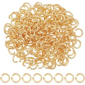 30pcs حلقات القفز الذهبي 9 ملم من الفولاذ المقاوم للصدأ مقاوم المقاوم للصدأ حلقة قفزة الذهب 18 كيلو حلقات قفزة مطلي بالذهب موصلات حلقة غير مصممة
