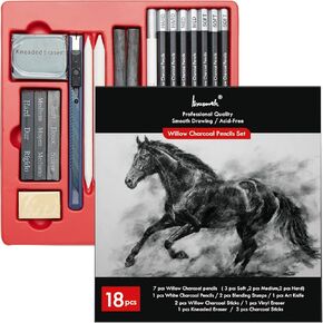 أقلام الرصاص الفحم للرسم ، 18 PCS Art Pencil Kit ، قلم رصاص رسم مهني ، لوازم فنية للرسم ، التظليل ، الرسم ، المزج ، أقلام فنان للمبتدئين والفنانين