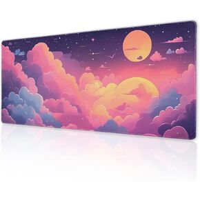 وسادة الماوس اليابانية على ريفرسايد كامل القمر الموسع حصيرة أسود أحمر كبير XL Mousepad قاعدة مطاطية غير قابلة للانزلاق من لوحة لوحة المفاتيح الطويلة لسطح مكتب الكمبيوتر المحمول للألعاب المكتبية ، 31.5 × 11.8 بوصة