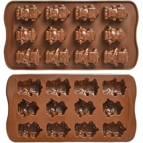 KitBeads 2Pcs Robot Theme Silicone Molds Coconut Brown Building Blocks Fondant Molds Resin Casting Molds for Baking Candle Soaps Crafts Decorations
