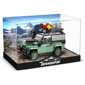 علبة عرض أكريليك لـ Lego Land Rover Classic Defender 90 ، مربع عرض Clear Clear Dustproof لـ LEGO 10317 ، صفيحة أكريليك صافية مع خلفية مطلية بالقاعدة و HD
