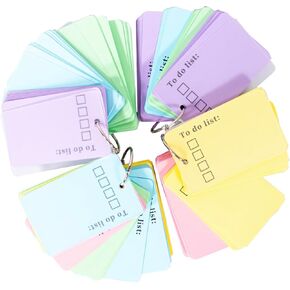 Index Cards With Ring | (2.2" x 3.5" in.) 250 Pcs 5 Colors | Cards with Waterproof Covers | To Do Checklist Note Cards | Chores organization and Checklist