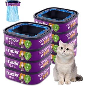 Premium Genie Litter Refill Bags | Jumbo 28FT, 8-Pack | Up to 32 Months Supply | 8 Cartridges for Superior Odor Control