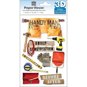 Paper House Productions STDM-0034E 3D Cardstock Stickers, Handyman (3-Pack)