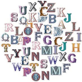 52 PCS SCRAPBOOK عتيقة ملصقات رسائل أبجدية لبطاقة مجلة صنع بطاقة مذكرات مذكرات محفوظات مغلف خطاب الكمبيوتر المحمول