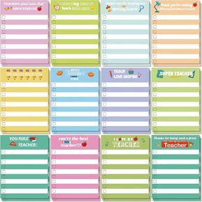 Teacher Notepad Sets Lined Notepads Teacher to Do List Memo Notepads for Teacher Appreciation Present Colored Sticky Notes Cute Paper Stationery Organizer Supplies for School(24, Simple Style)