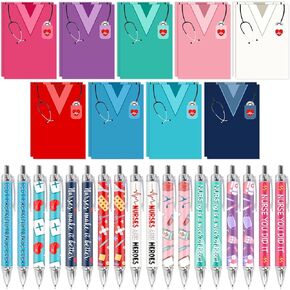 36 Pcs Nurse Gifts Nurses Sticky Notes Notepad with Ballpoint Pen Nurse Themed Self-Stick Note Nurse's Day Appreciation Gifts for Nursing Students Hospital Supplie
