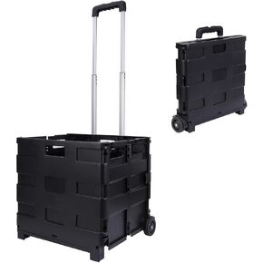 Foldable Utility Cart, with Telescopic Handle, Collapsible Durable Grocery Utility Cart with Rolling Wheels for Easy Storage, Luggage Travel, Compact Portable