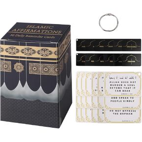 بطاقات التأكيد الإسلامية مع صندوق ديكور الكعابا ، 30 تذكير يوميًا روحيًا ، قرآن إنجليزي ، ديكور إسلامي ، ديكورات رمضان ، هدايا إسلامية ، هدية عيد ، تعلم بطاقات التأكيد العربية اليومية
