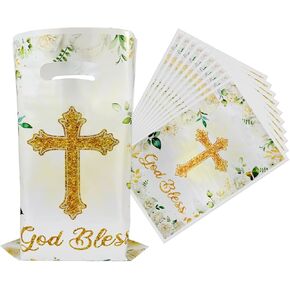 oulun 30pcs الله يبارك الحزب الحقائب ، أول أكياس حلوى الحفلات بالتواصل ، معبر الذهب لزخارف الحزب المعمودية حديثي الولادة