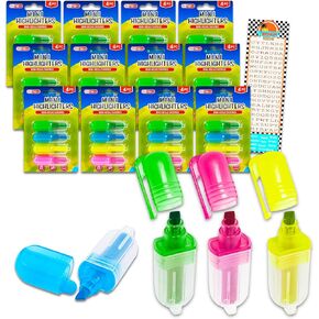 مجموعة البلاتين Mini Highlighters مجموعة - العودة إلى اللوازم المدرسية حزمة Highlighters تشمل 48 من Mini Highlighters للمدرسة | علامات ميناء ميني