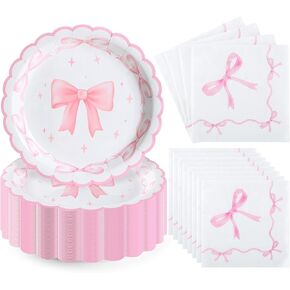 Yungyan 100 PCS Coquette عيد ميلاد ديكورات القوس لوحات القوس والمناديل القوس الأدوات المائدة ذات الطابع الخاص