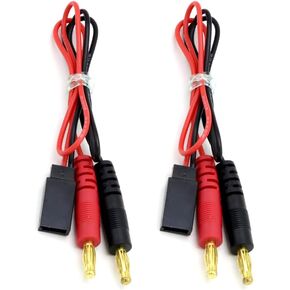 YXQ 2Pcs Futaba Style Receiver Plug to 4mm Banana Connector Battery Charge Lead Adapter 30cm Cable