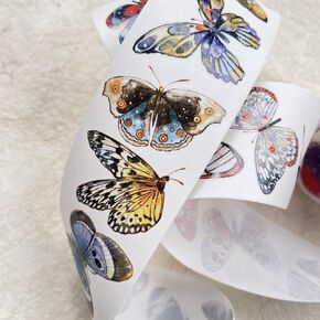 DingDing Vol8-28 Butterfly,Pre-Cut Matte PET Tape Stickers,1.97 in x 10.94 YD,Original Design,for Scrapbook Supplies,Scrapbook Tape Stickers,Junk Journal Supplies,Bullet Journal Supplies
