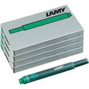 LAMY T10 Set of 4 Ink Cartridges with Large Ink Supply, Suitable for All Lamy Fountain Pen Models, Contents 1.25 ml per Cartridge, 5 Pieces per Pack, Ink Colour Green