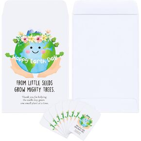 200pcs يوم الأرض مظاريف بذرة لاصقة من الأرض اللطيفة مع جيوب تخزين بذور إكليل لمجموعة حديقة النباتات الزهرة ، 3.5 × 2.4 بوصة