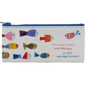 Blue Q خطوتين للأمام قلم رصاص سحاب مكتنزة ، قوي وسهل النظيف ، 4.25 "H x 8.5" W. غريب الأسماك الاستوائية غريب الأطوار. مصنوعة من 95 ٪ من المواد المعاد تدويرها.