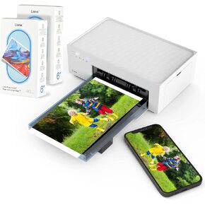 Liene 4x6'' Rechargeable Photo Printer Bundle (100 pcs +3 Ink Cartridges), Wireless Photo Printer for iPhone, Smartphone, Android, Computer, Dye Sublimation Printer, Photo Printer for Travel, Home Use