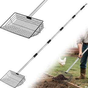 10inch Large Chicken Poop Scooper,36 to 67" Long Chicken Coop Litter Metal Scoop with Stainless Steel Handle,5-in-1 Detachable Poop Shovel for Chicken Coop Accessories,Chicken coop Cleaning Tools.