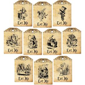 Handra 50pcs Alice in Wonderland Vintage 10 Hights Hights - اشربني ، افتحني ، خذني ، أكلني - Mad Hatter Tea Party (Eat Me)