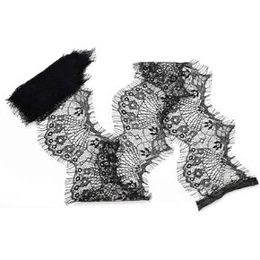 Idongcai Black Lace Lace Trim Lace Ribbon Edge Trim Floral Eyelash Lace Libbon لزينة الملابس و DIY Craft Lace Challming 3.9'x3yards/Lot
