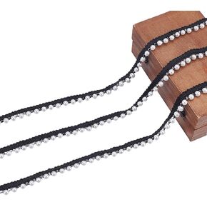 Wadorn 5 ياردة فو فو بيرل حبة الدانتيل ، لؤلؤة هامش حافة الدانتيل حافة الشريط ديي حرف الشريط لؤلؤة الدانتيل لخياطة فستان الحفل الزفاف الستائر ملحقات الملابس ، وردي in Kuwait