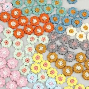 50pcs daisy الزهور المطرزة خياطة على الزهور الزهرية الدانتيل رقعة الألياف الحليب خياطة ملابس الملابس فستان الزفاف الحرفية ديي (ملونة أ)
