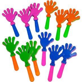 Kicko Hand Clapper Noisemakers - 12 قطعة من 7.5 بوصة الصفقات البلاستيكية متنوعة - مثالية للعطاء ، وملحقات اللعبة ، وصيد الكنز عيد الفصح ، وصالح الحفلات ، والجوائز واللوازم