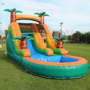 21FT Inflatable Water Slide for Adults/with 1100w Powerful Blower/ 100% PVC Commercial Bounce House Water Slide, Big Splash Pool, for Backyard, Park or Commercial Use,21x9x12 FT