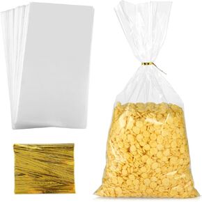 400pcs Cellophane Bags Popcorn Bags Treat Bags with Ties Goodie Bags Clear Gift Bags for Packaging Party Favor Cookie Candy Bakery Plastic Cellophane Wrap（7X14）