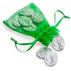 Danforth Pewter Four Leaf Clover Pocket Tokens ، Shamrock Coins ، Swey Luck Charm ، Pewter ، Made in USA ، Gift Bag (حزمة 10)