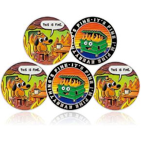 CHURYUML Dumpster Fire Challenge Coin Hilarious This is Fine Novelty Medallion for Staff Appreciation Gifts Funny Office Gifts Going Away Gift for Coworker Humorous Dumpster Fire Desk Accessories
