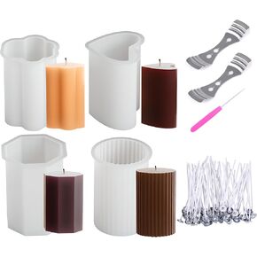 Pillar Candle Mold, Candle Molds for Candle Making, Moldes para Velas 4 Pcs, Cylinder Candle Molds for Making Candles Soaps or Animal Plant Specimens
