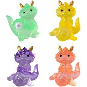 Mini Resin Dragon Figurines Set – 4Pcs Colorful Chinese Zodiac Dragon Ornaments, Fengshui Mascot Statues for Home Decor,Collectible Dragon Art for Spring Festival,Christmas,Office,and Table Decoration