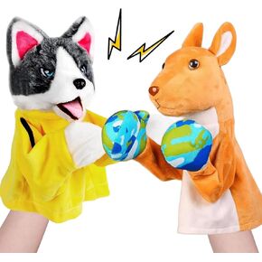 Kung Fu Husky, Punching Puppet, Dog Hand Puppet - Boxing Puppets, Kung Fu Animal Toy Husky Gloves with Sounds and Boxing Action, Boxing Puppet for Kids & Gifts (Husky & Kangaroo)