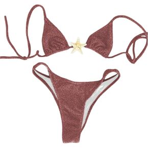 SOLY HUX Women's Sexy Halter Triangle Bikini Set Tie String Swimsuit High Cut Thong Two Piece Bathing Suit